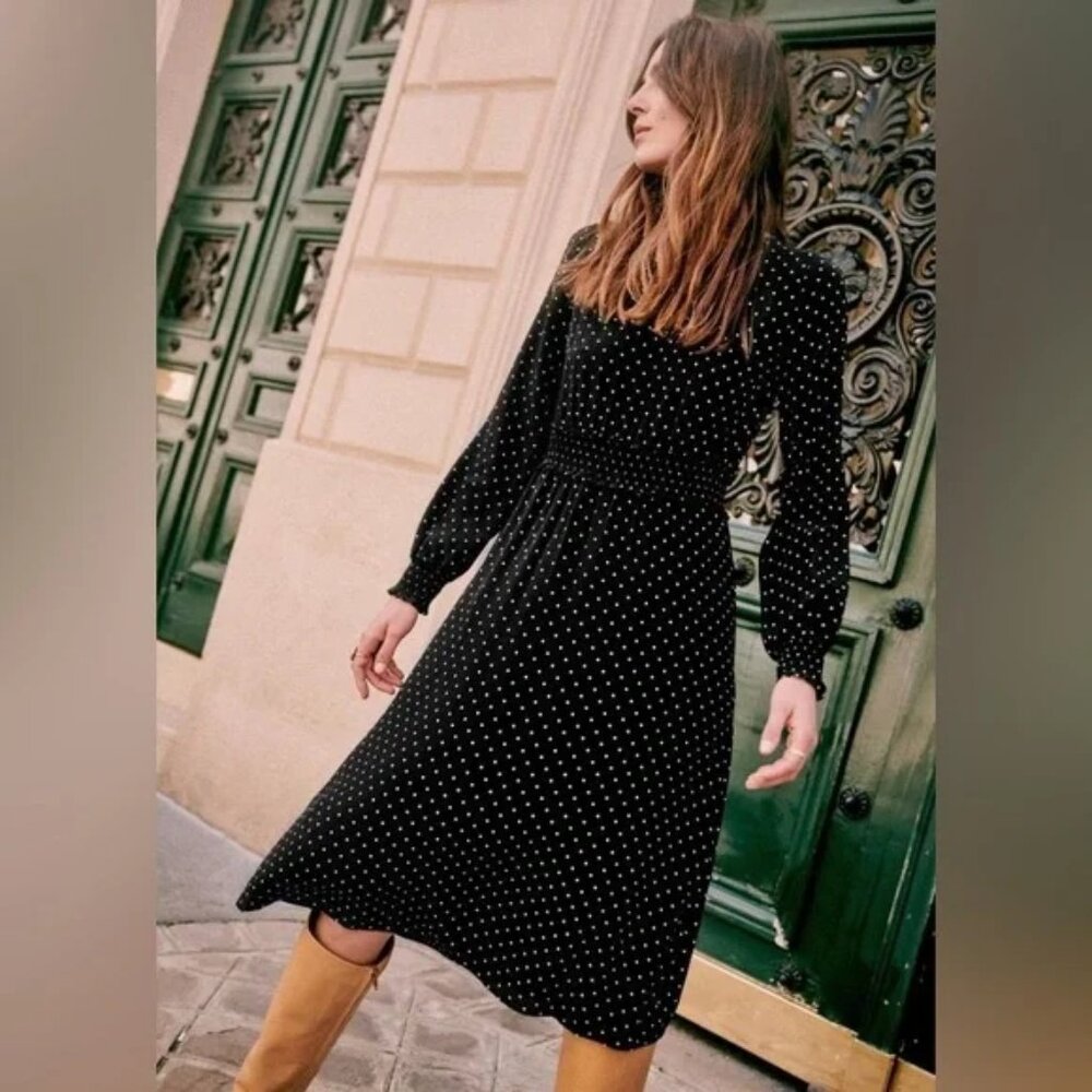 Sezane Louisa Dress in Silk Polka Dot US 2